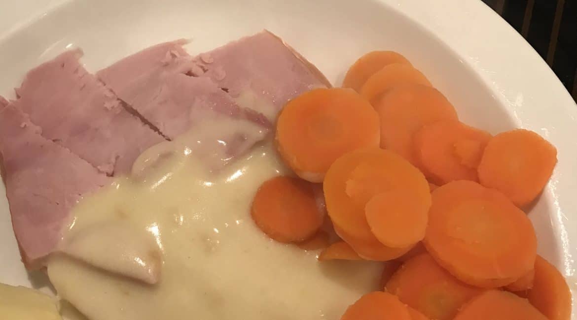 Slow Cooked Gammon Dinner with vegetables when you are sticking to a diet